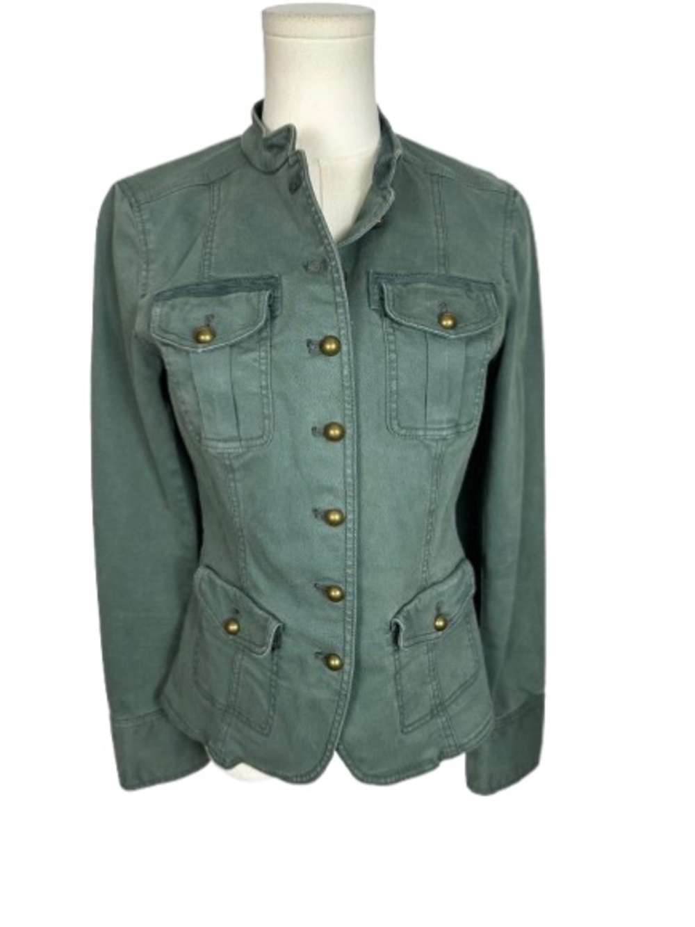 White House Black Market Olive Green Military-Style Button Jacket